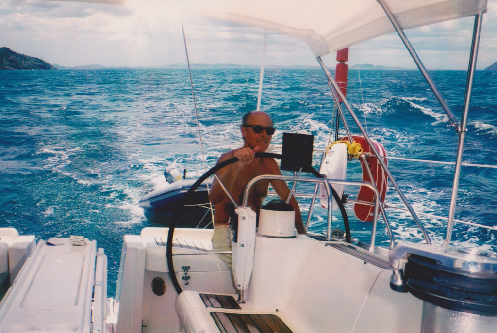 Jan Bergstrand i segelbåt på väg över Atlanten.